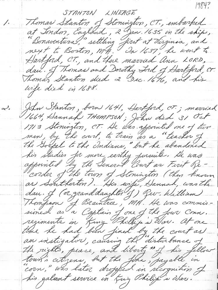 stanton lineage part 1